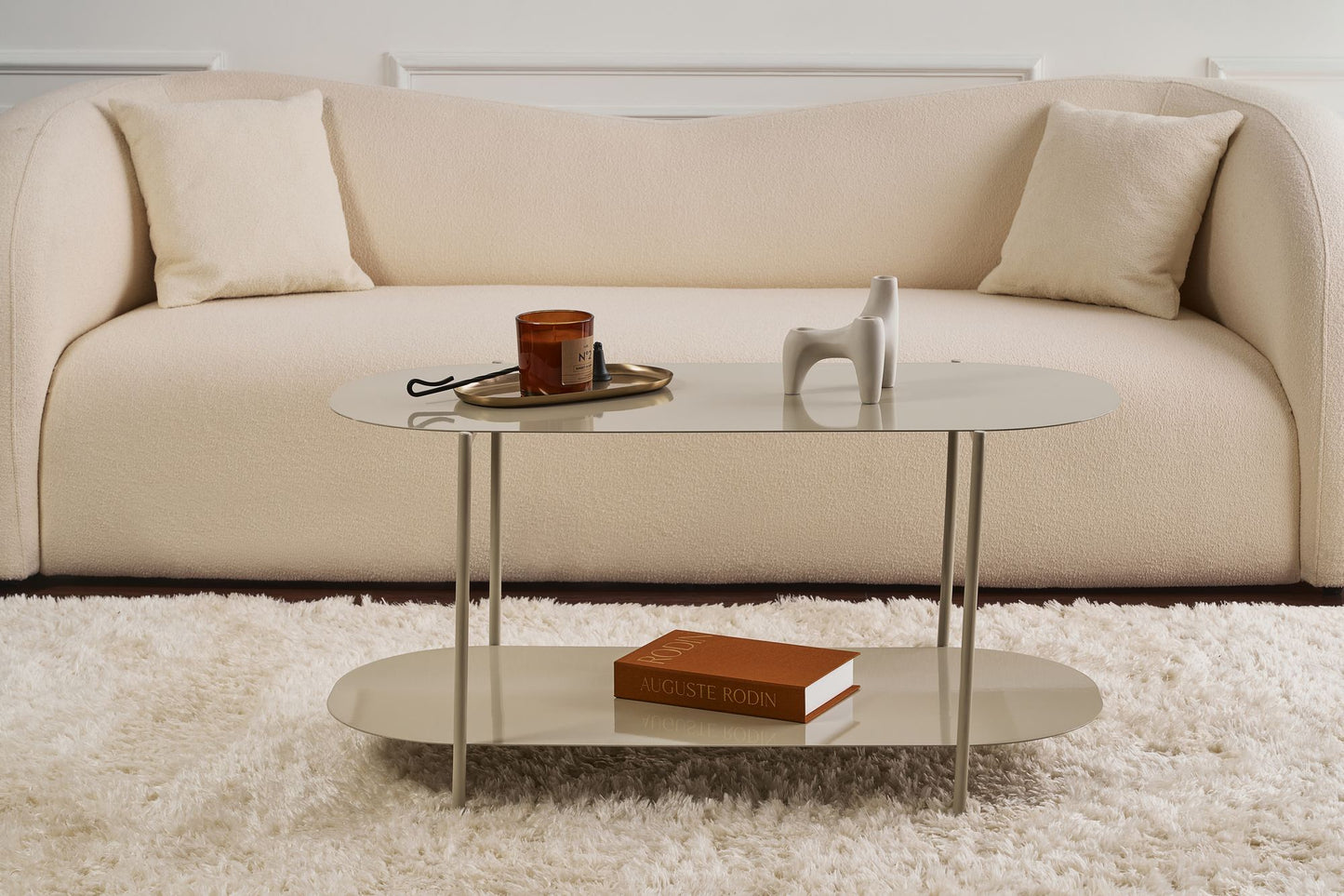 Τραπεζάκι Σαλονιού Καθιστικού Μεταλλικό Μαύρο και Μπεζ 100x45 εκ 491CRT1166