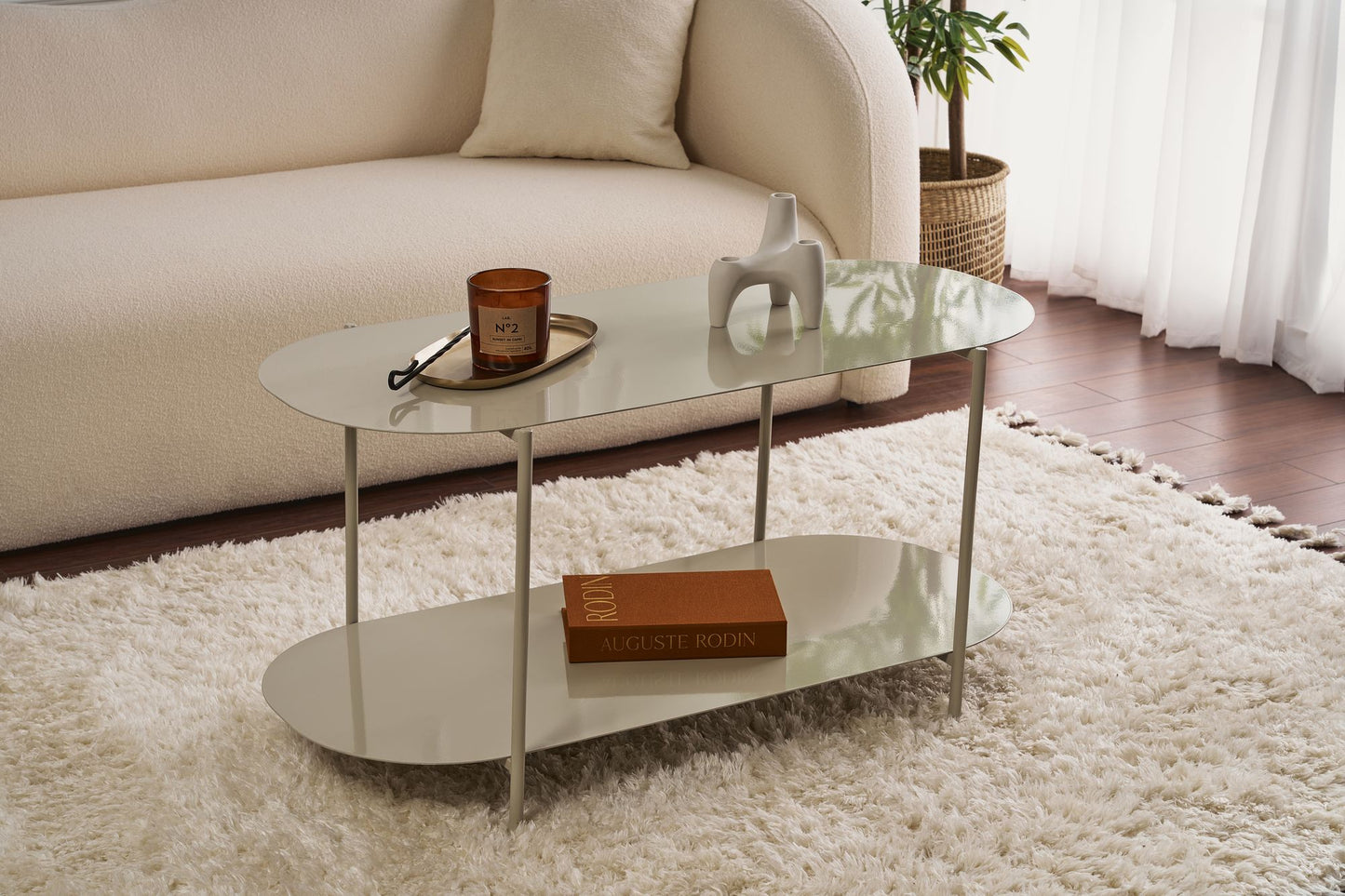 Τραπεζάκι Σαλονιού Καθιστικού Μεταλλικό Μαύρο και Μπεζ 100x45 εκ 491CRT1166