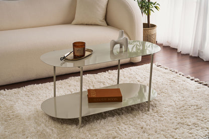 Τραπεζάκι Σαλονιού Καθιστικού Μεταλλικό Μαύρο και Μπεζ 100x45 εκ 491CRT1166