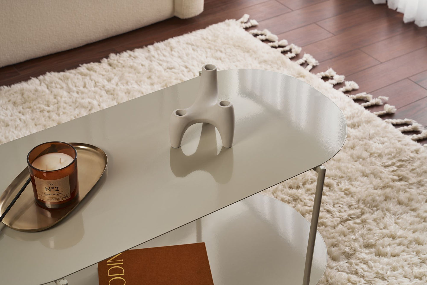 Τραπεζάκι Σαλονιού Καθιστικού Μεταλλικό Μαύρο και Μπεζ 100x45 εκ 491CRT1166