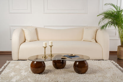 Μοντέρνο Τραπεζάκι Σαλονιού Καθιστικού με Γυαλί Καρυδιά 120x70x30 εκ 491CRT1173