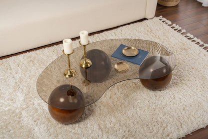 Μοντέρνο Τραπεζάκι Σαλονιού Καθιστικού με Γυαλί Καρυδιά 120x70x30 εκ 491CRT1173