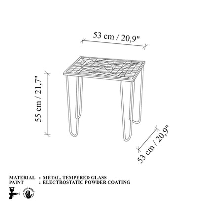 Τραπεζάκι Σαλονιού Μαύρο - Διάφανο 53 x 53 x 55 εκ GR491CRT1175