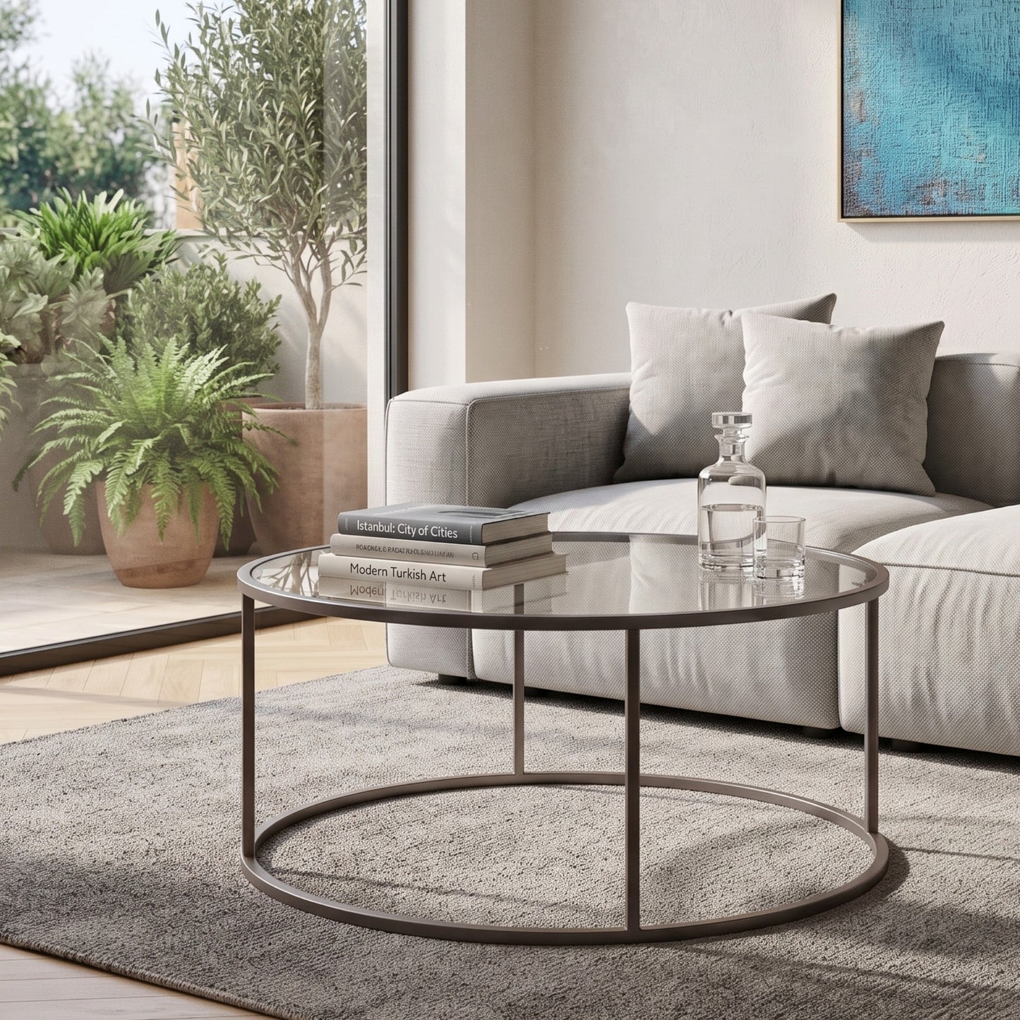 Τραπεζάκι Σαλονιού Γκρι 15 x 15 χιλ. και 80 x 43 x 80 εκ. 491CRT1190