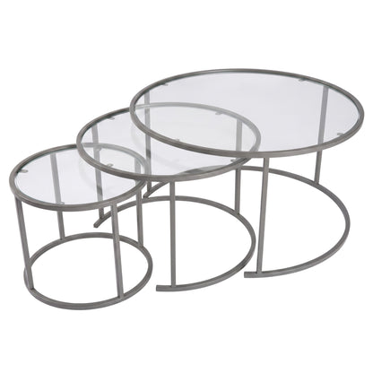 Σετ Τραπεζάκια Σαλονιού Γκρι 15 x 15 χιλ. και 42 x 35 x 42 εκ. και 60 x 39 x 60 εκ. και 80 x 43 x 80 εκ. 491CRT1205