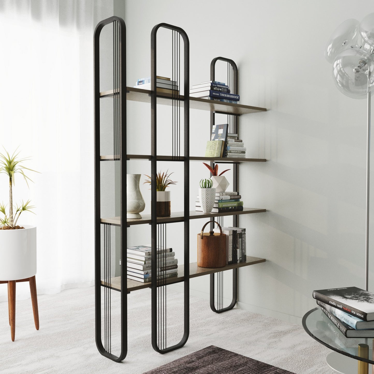 Ψηλή Βιβλιοθήκη Διαχωριστικό Χώρου Ραφιέρα Σαλονιού Γραφείου 182x124x26 εκ 491CRT1311