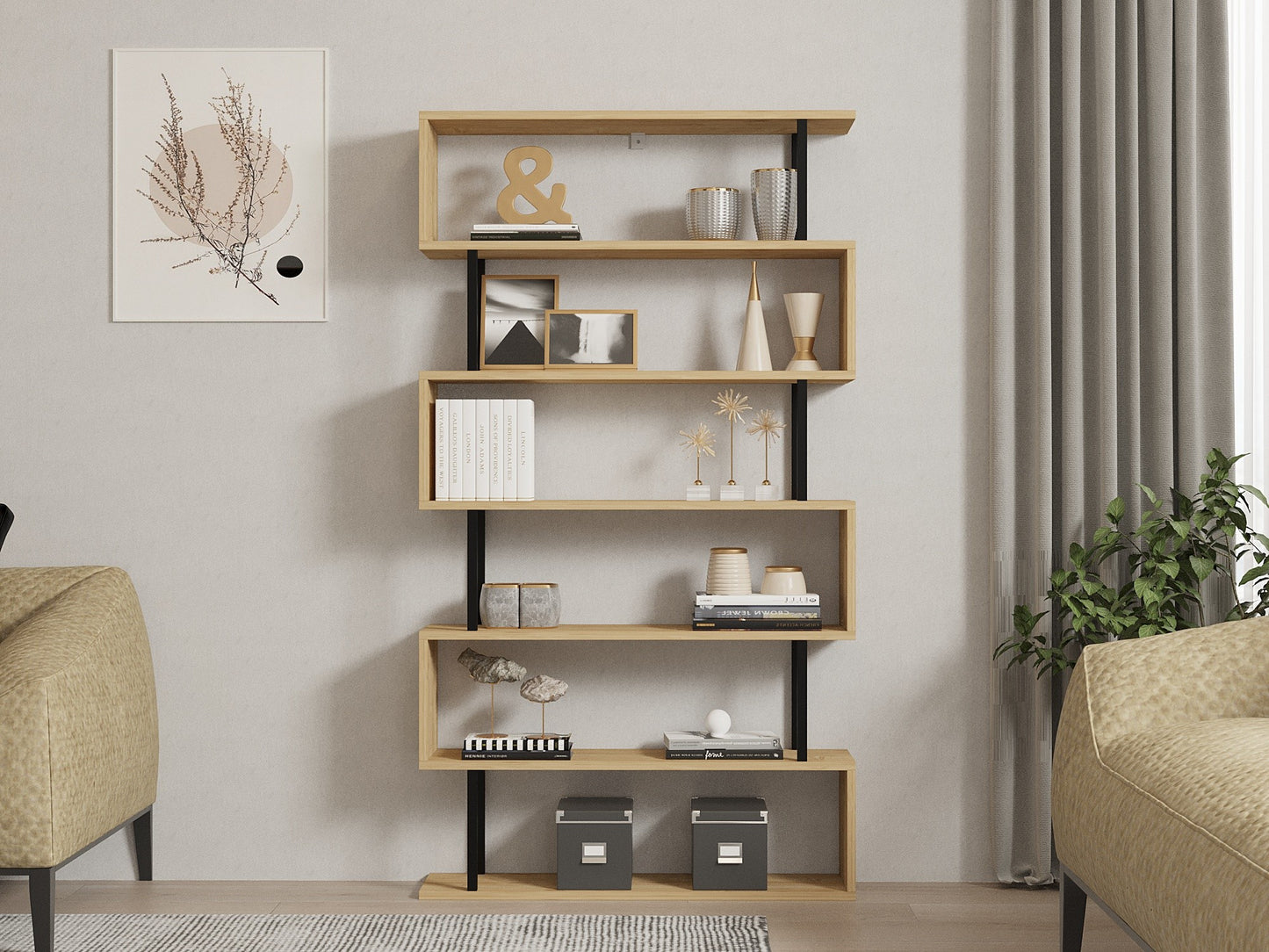 Βιβλιοθήκη Γραφείου Βιτρίνα Σαλονιού Ραφιέρα Ύψος 162 εκ 495SSE1234