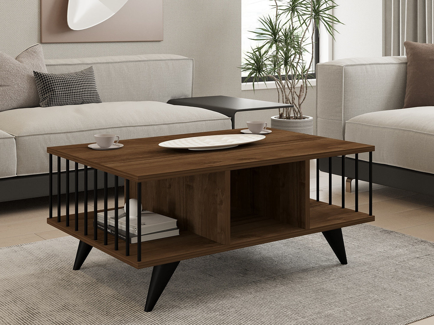 Τραπεζάκι Σαλονιού Καθιστικού Τραπέζι Coffee 90x60x40 εκ Καρυδιά 495SSE1325