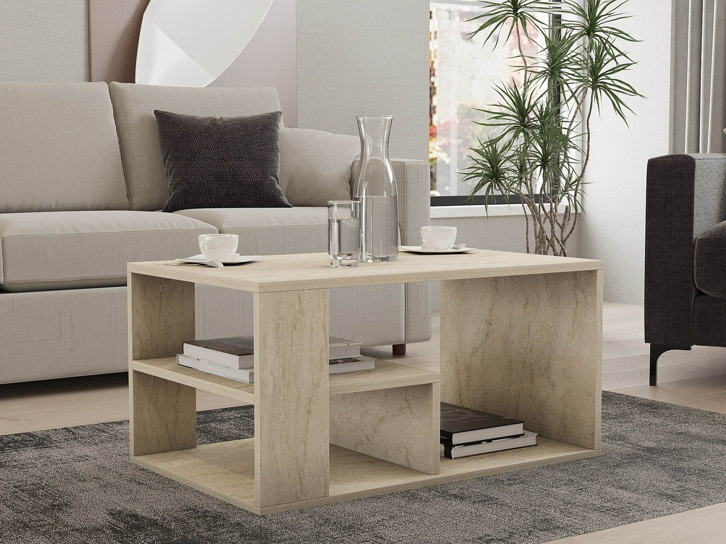 Τραπεζάκι Σαλονιού Travertine 80 x 40 x 50 εκ GR495SSE2111