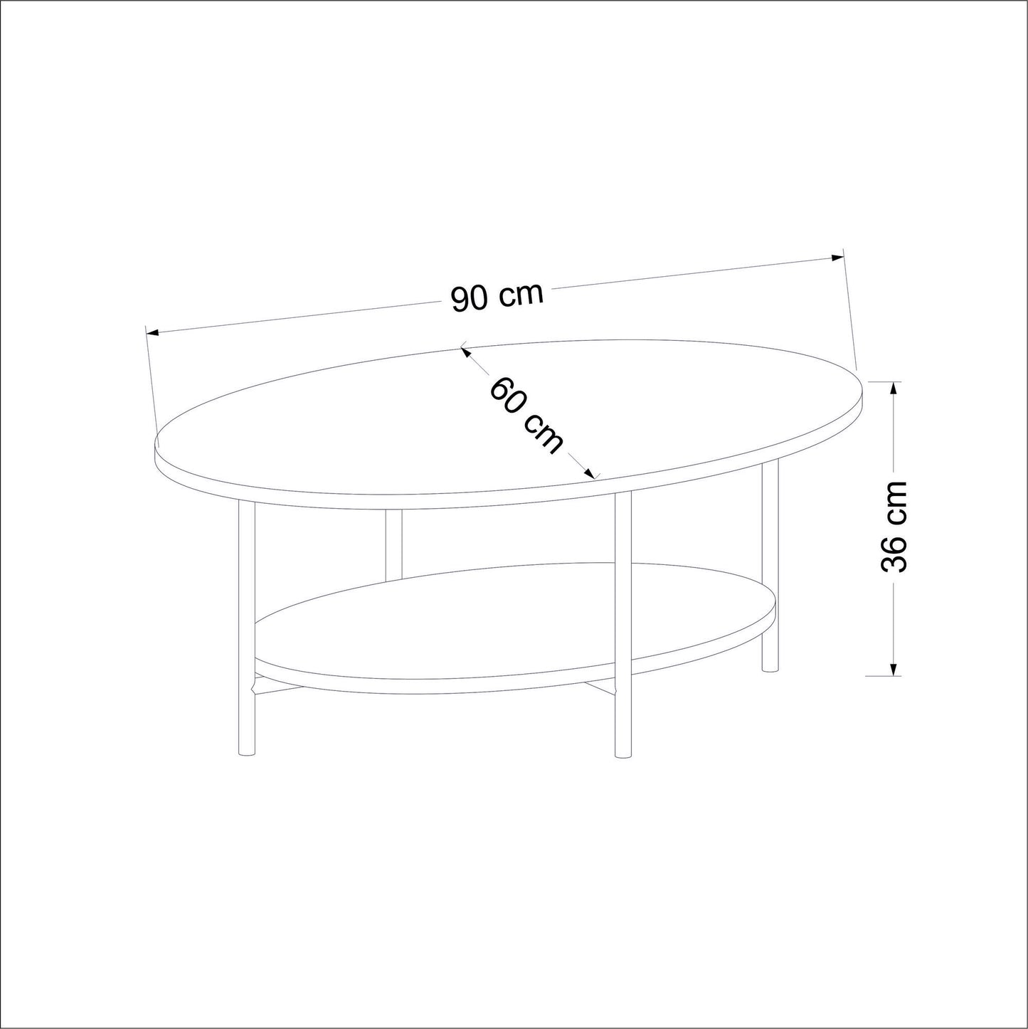 Τραπεζάκι Σαλονιού Δρυς - Λευκό 90 x 60 x 36 εκ GR506MNR1230