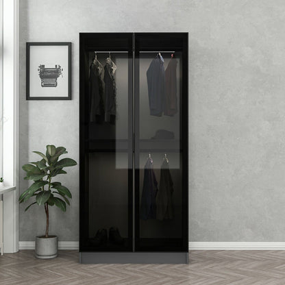 Ντουλάπα 90x190x52 εκ Black Anthracite 506MNR2164