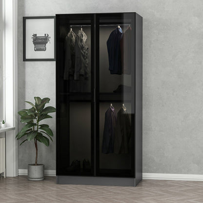 Ντουλάπα 90x190x52 εκ Black Anthracite 506MNR2164