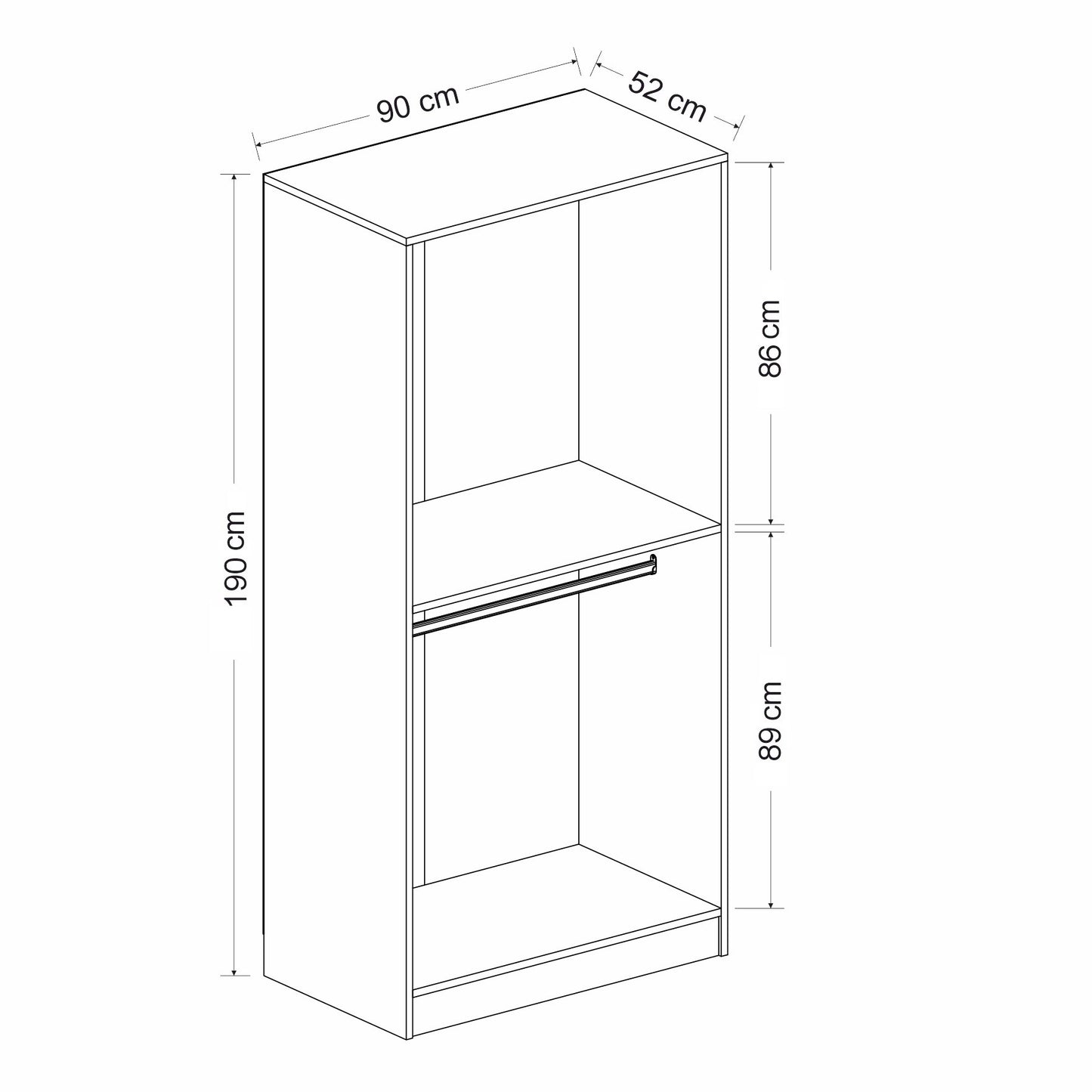 Ντουλάπα 90x190x52 εκ Black Anthracite 506MNR2164