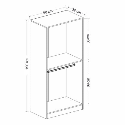 Ντουλάπα 90x190x52 εκ Black Anthracite 506MNR2164