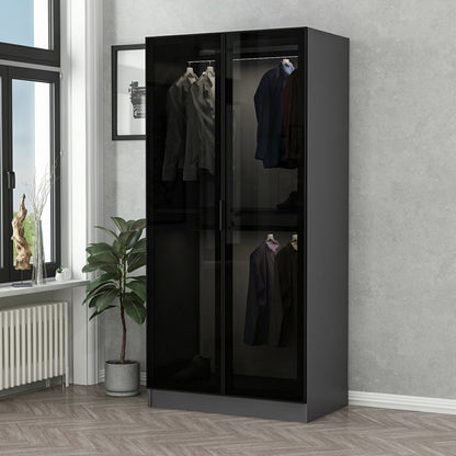Ντουλάπα 90x210x52 εκ Black Anthracite 506MNR2165