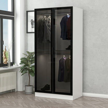 Ντουλάπα 90x210x52 εκ Black White 506MNR2167