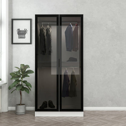 Ντουλάπα 90x210x52 εκ Black White 506MNR2167