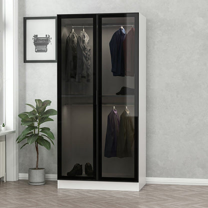 Ντουλάπα 90x210x52 εκ Black White 506MNR2167