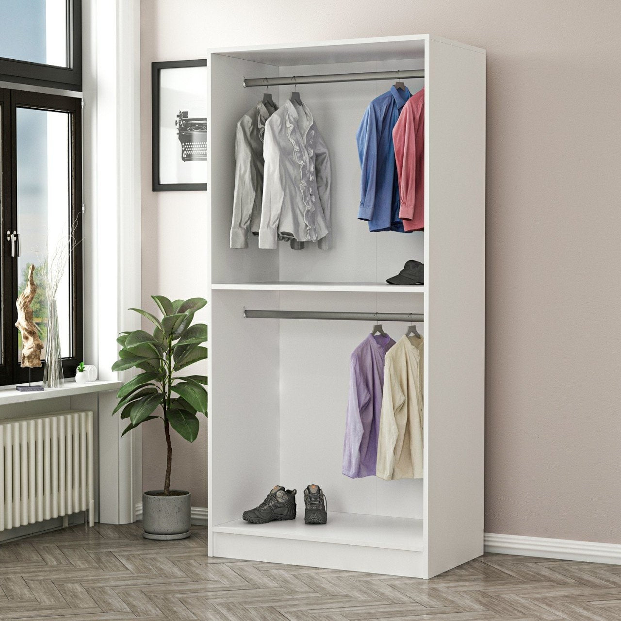 Ντουλάπα 90x210x52 εκ Black White 506MNR2167