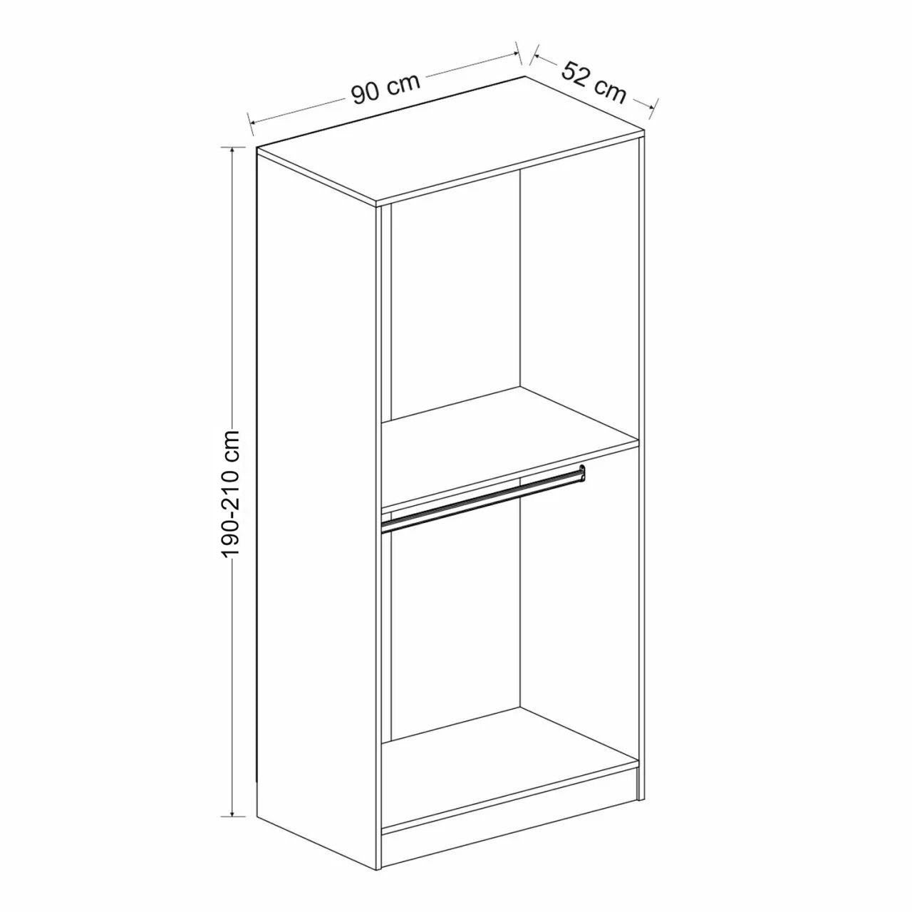 Ντουλάπα 90x210x52 εκ Black White 506MNR2167