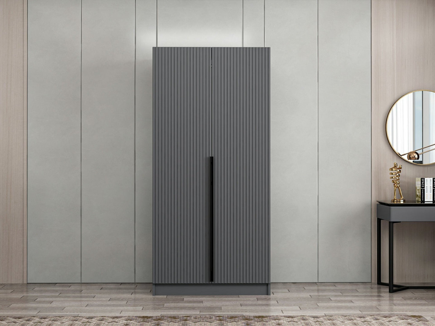Ντουλάπα 90x210x52 εκ Ανθρακί 506MNR2178