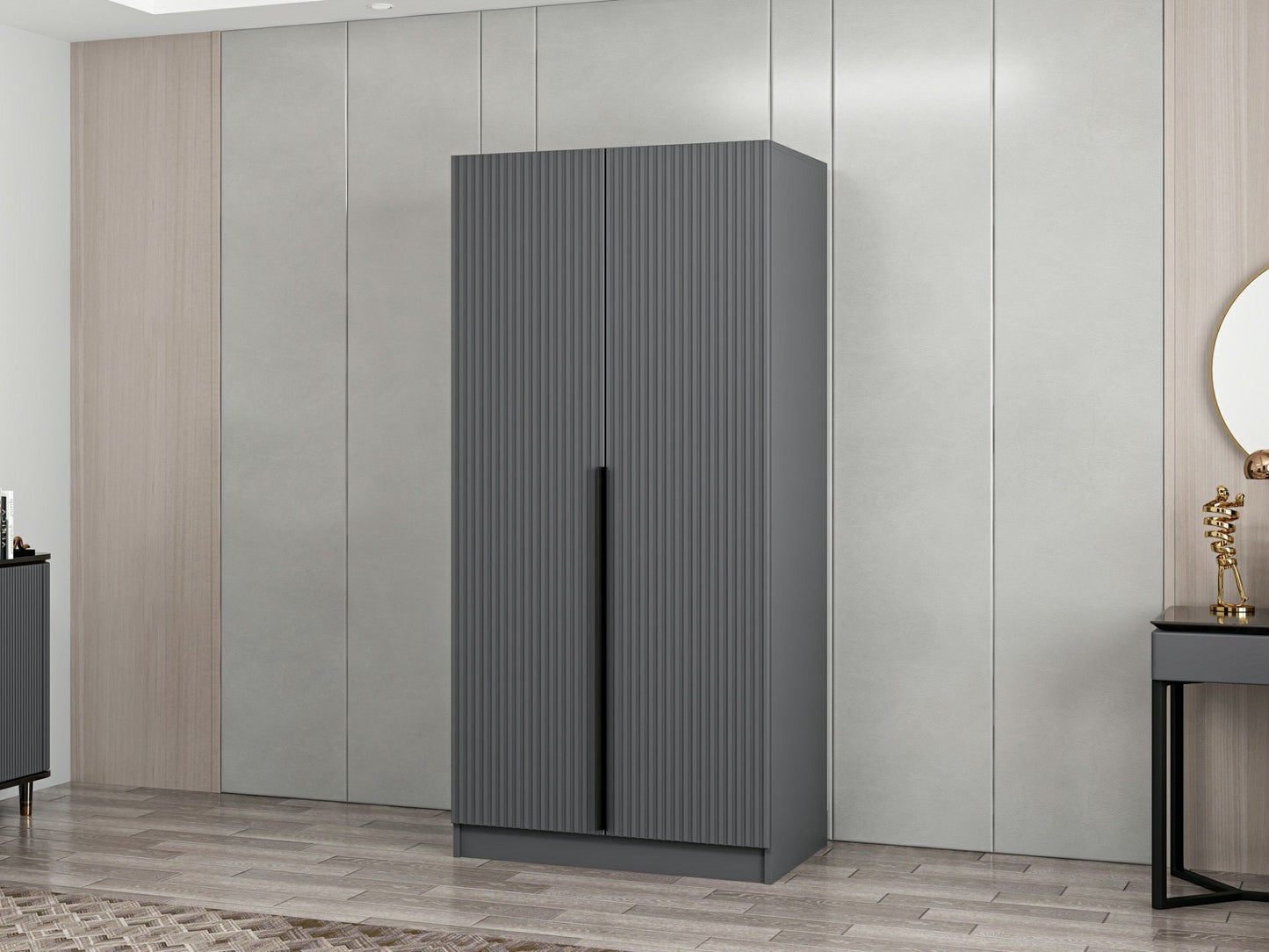 Ντουλάπα 90x210x52 εκ Ανθρακί 506MNR2178
