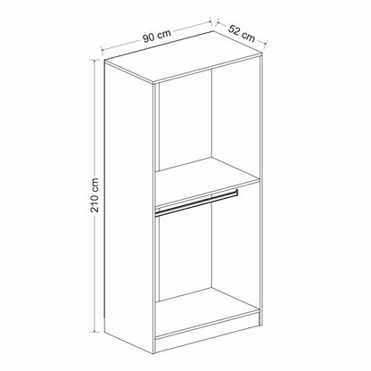 Ντουλάπα 90x210x52 εκ Ανθρακί 506MNR2178