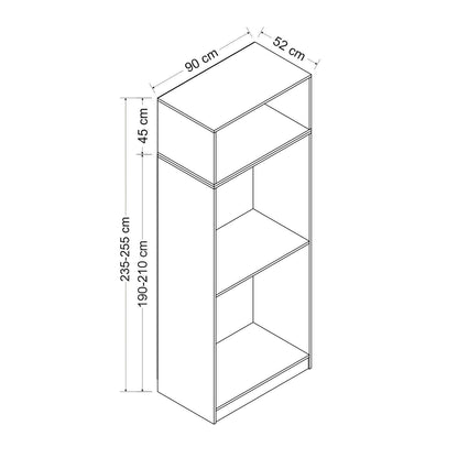 Ντουλάπα 90x210x52 εκ Λευκό 506MNR2242