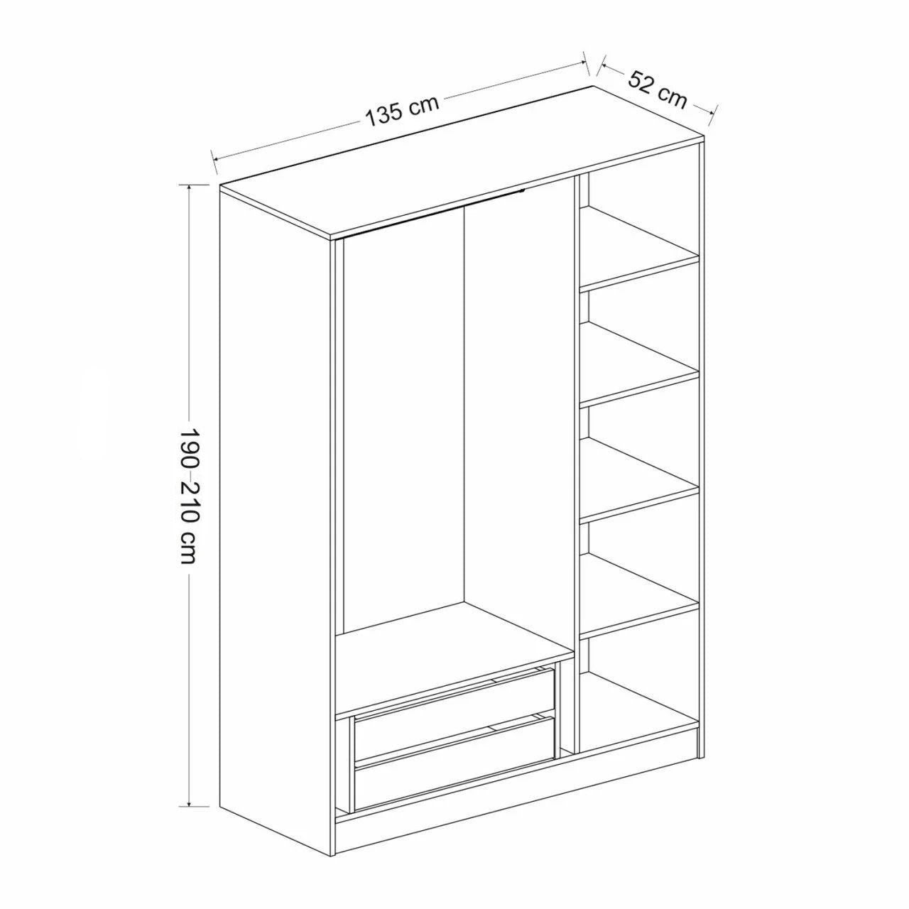Ντουλάπα 135x190x52 εκ Λευκό 506MNR2249