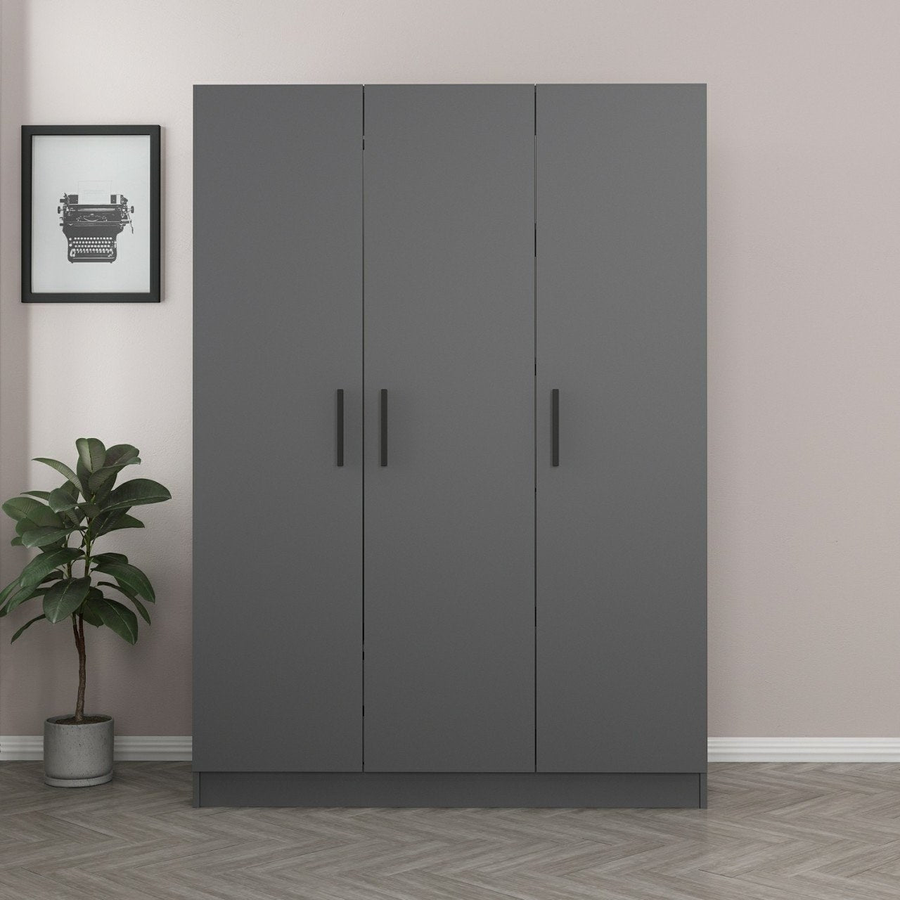 Ντουλάπα 135x210x52 εκ Ανθρακί 506MNR2266