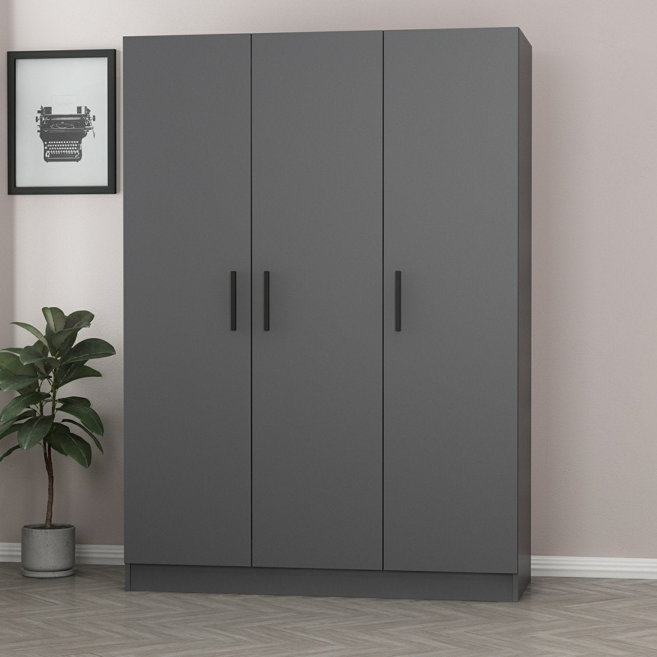 Ντουλάπα 135x210x52 εκ Ανθρακί 506MNR2266
