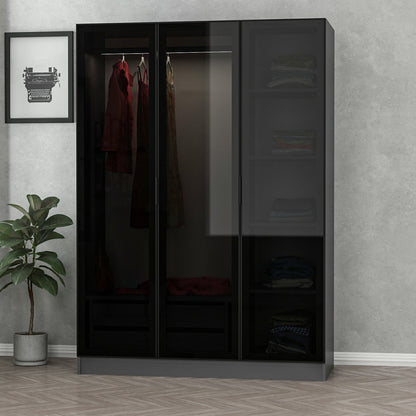 Ντουλάπα 135x190x52 εκ Anthracite Black 506MNR2271