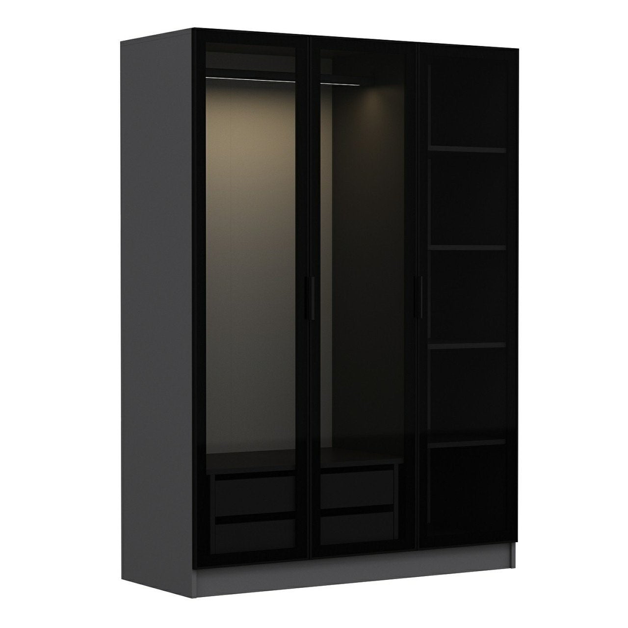 Ντουλάπα 135x190x52 εκ Anthracite Black 506MNR2271