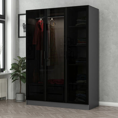 Ντουλάπα 135x210x52 εκ Anthracite Black 506MNR2272