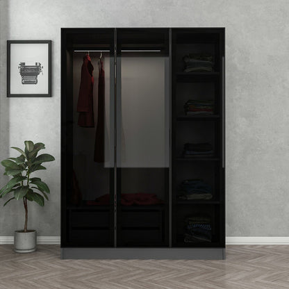 Ντουλάπα 135x210x52 εκ Anthracite Black 506MNR2272