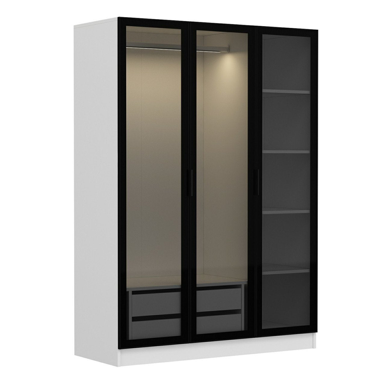 Ντουλάπα 135x210x52 εκ White Black 506MNR2274