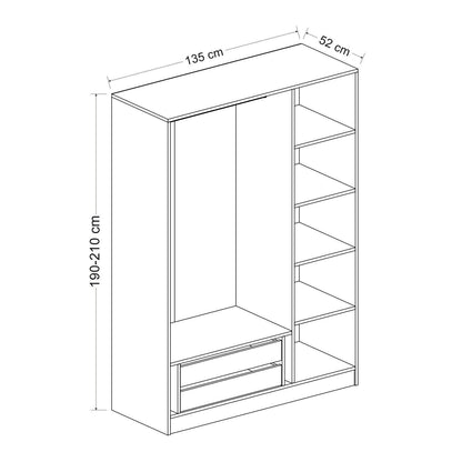 Ντουλάπα 135x210x52 εκ Δρυς 506MNR2282