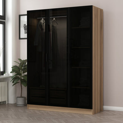 Ντουλάπα 135x210x52 εκ Golden Oak Dark Grey 506MNR2285