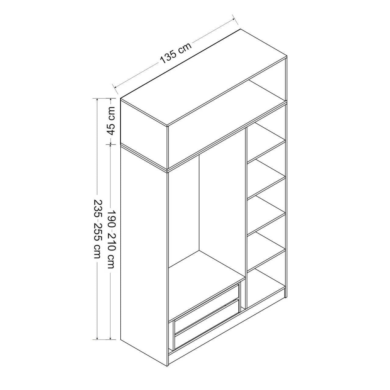 Ντουλάπα 135x235x52 εκ Λευκό 506MNR2401
