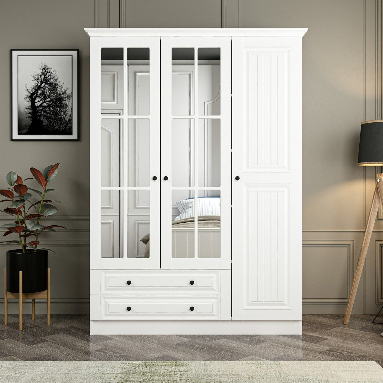 Ντουλάπα 135x190x52 εκ Λευκό 506MNR2405