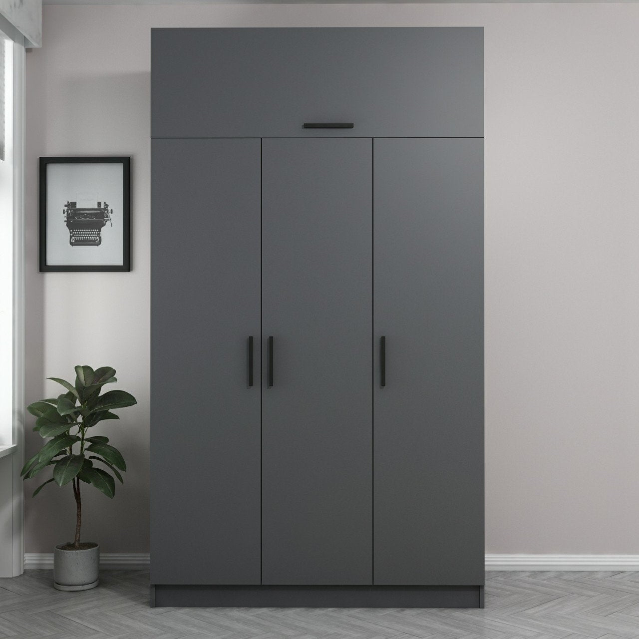Ντουλάπα 135x255x52 εκ Ανθρακί 506MNR2414