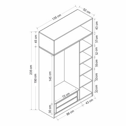 Ντουλάπα 135x235x52 εκ Dore 506MNR2421
