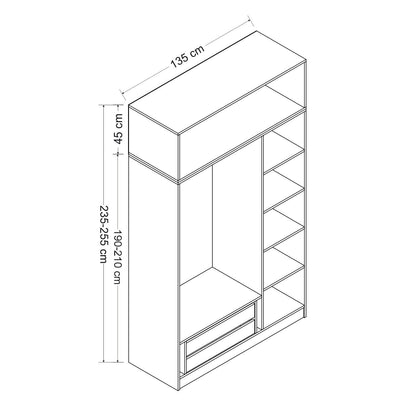 Ντουλάπα 135x255x52 εκ Dore 506MNR2422