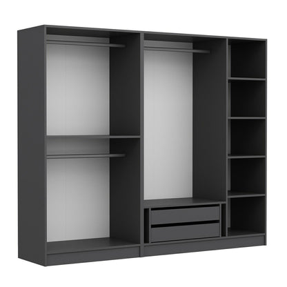 Ντουλάπα 225x190x52 εκ Ανθρακί 506MNR2426