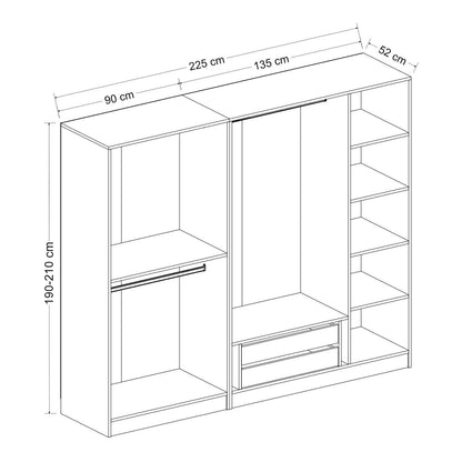 Ντουλάπα 225x190x52 εκ Dore 506MNR2430