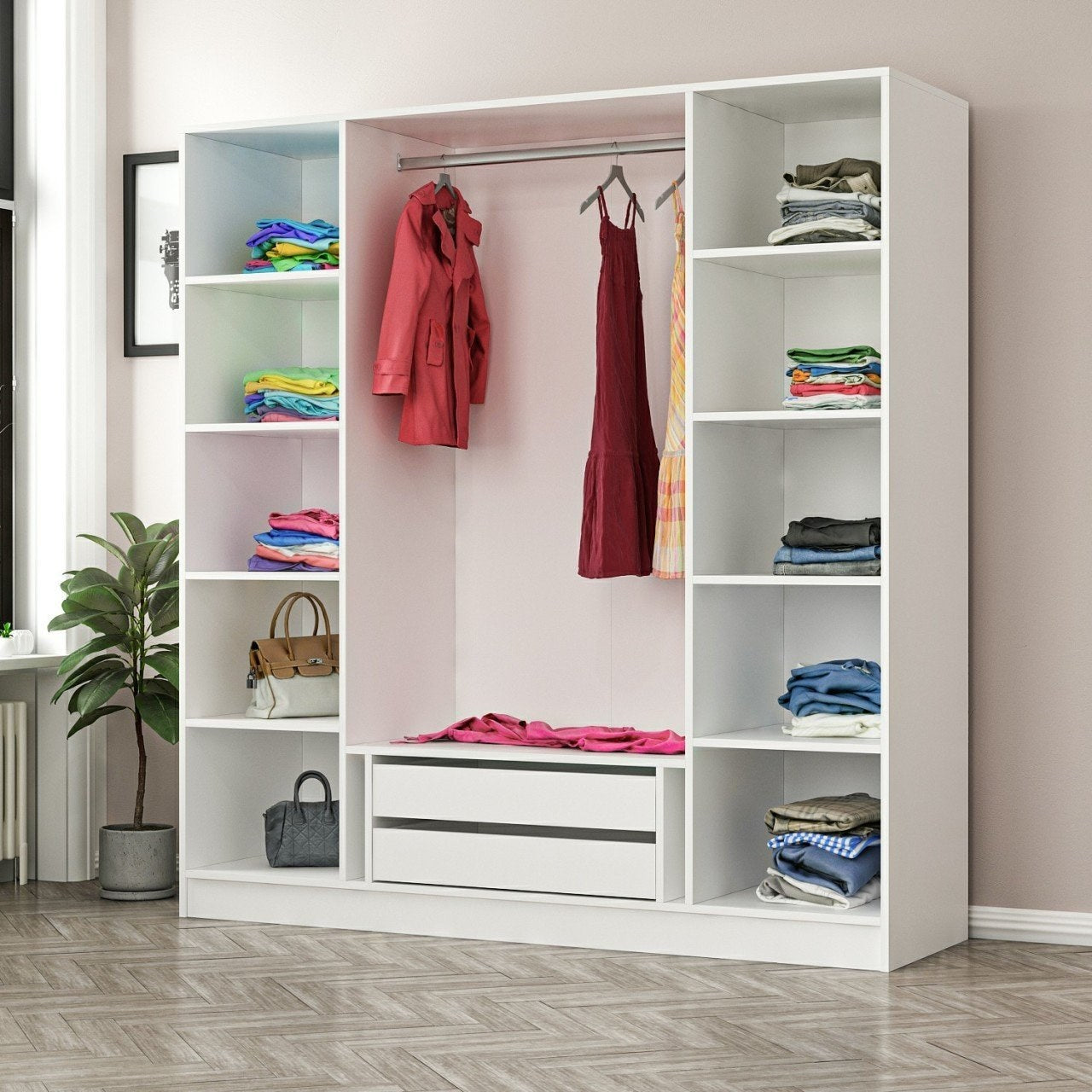 Ντουλάπα 180x210x52 εκ Walnut White 506MNR2433