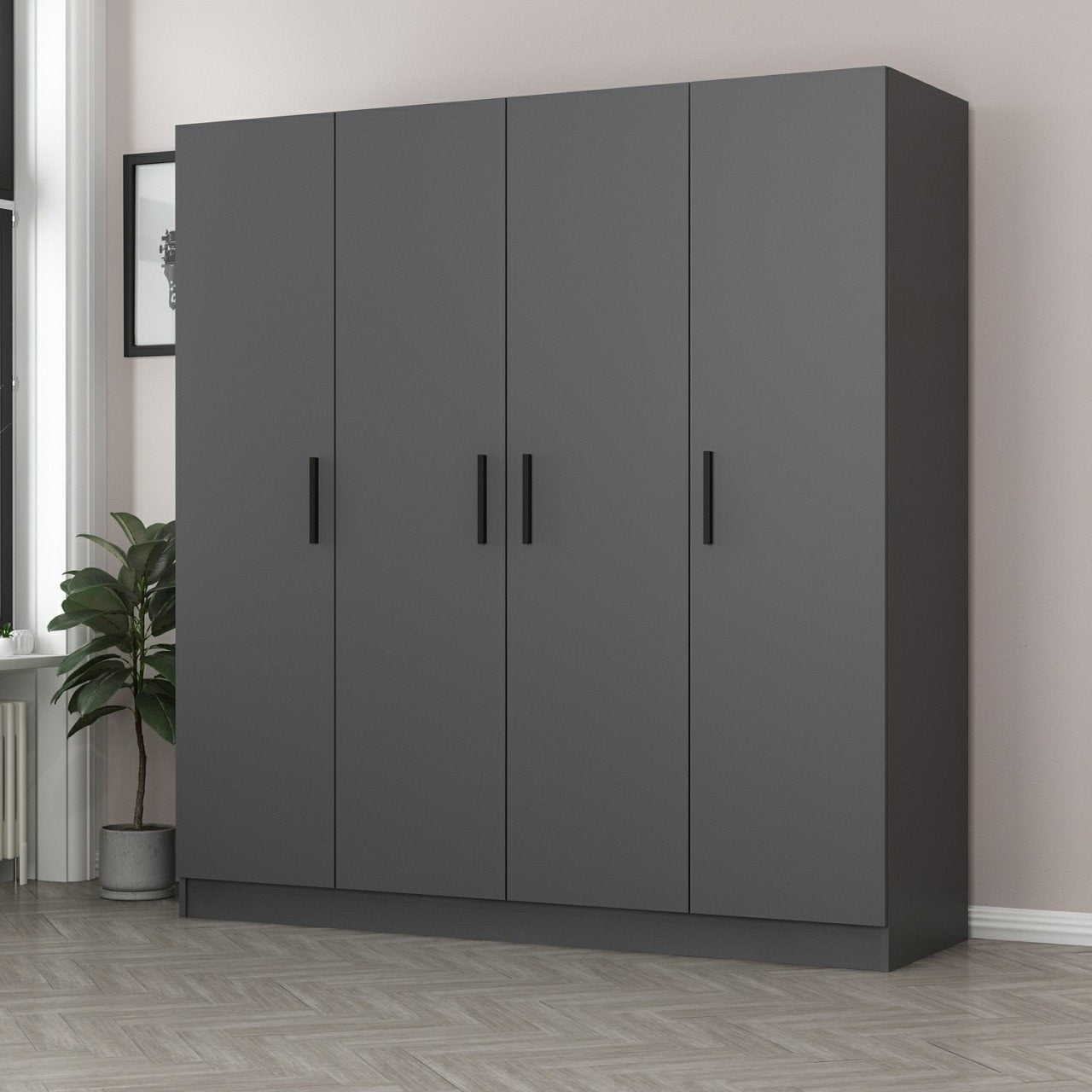 Ντουλάπα 180x210x52 εκ Ανθρακί 506MNR2463