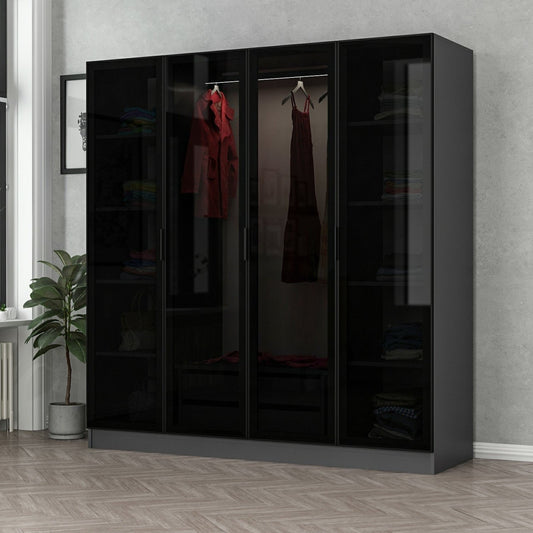 Ντουλάπα 180x190x52 εκ Anthracite Black 506MNR2474