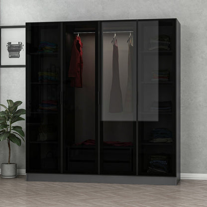 Ντουλάπα 180x190x52 εκ Anthracite Black 506MNR2474