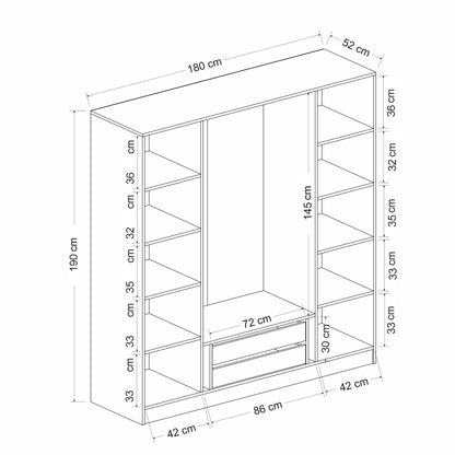 Ντουλάπα 180x190x52 εκ Anthracite Black 506MNR2474